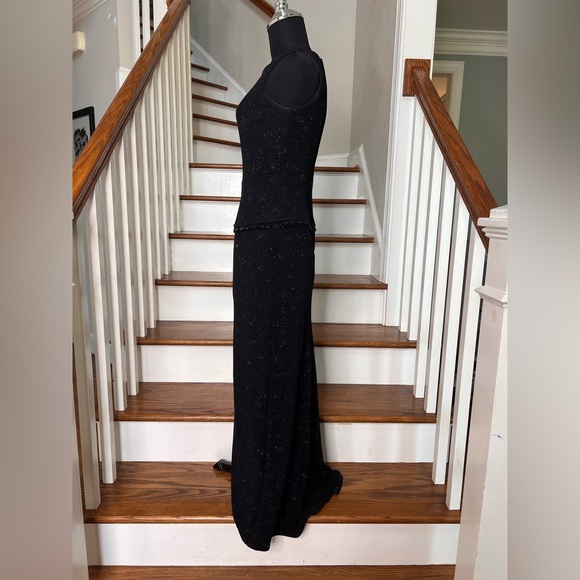 Vintage Scott McClintock Black Sparkle Evening Gown Petite 4 Beaded Formal - Picture 7 of 11